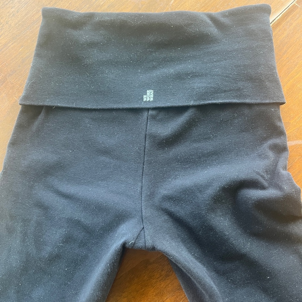 Black Cotton Foldover Leggings